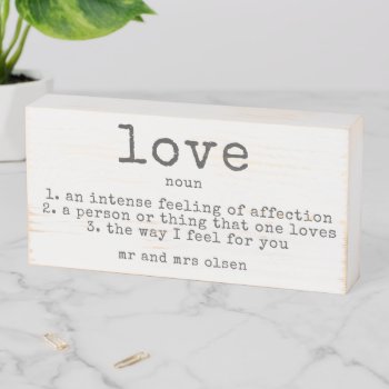 Wedding Definition Of Love Mr And Mrs Wooden Box Sign by Lovewhatwedo at Zazzle