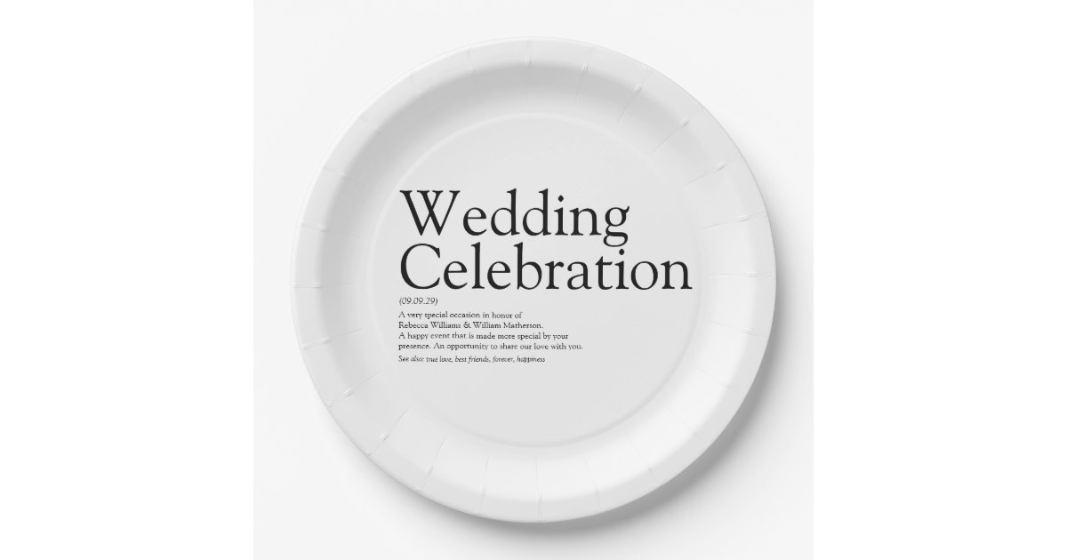 Wedding Definition Paper Plates Zazzle