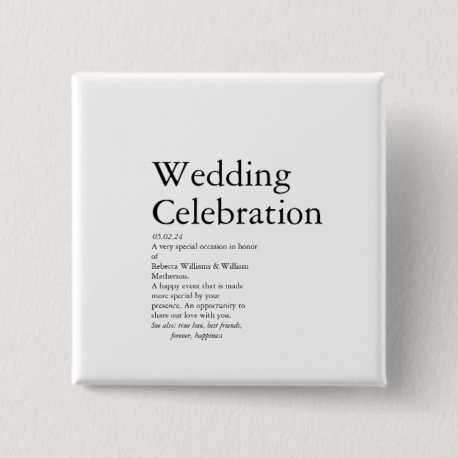 Wedding Definition party   Button (Front)
