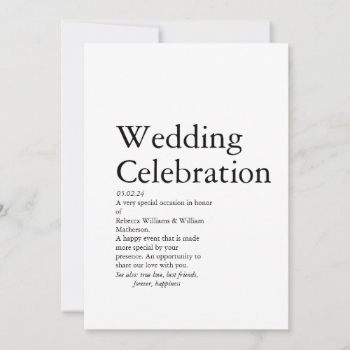 Wedding Definition party   Invitation