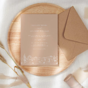 Wedding Desert Sand Beige Cactus Landscape Invitation