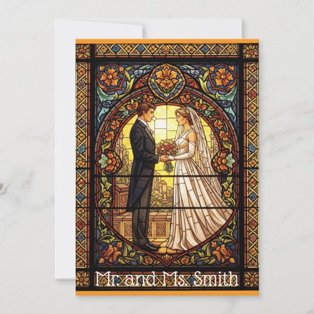 Wedding Design in Traditional Stained Glass Invitation (Front)