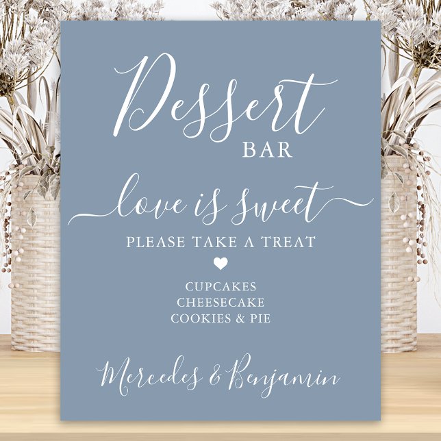 Wedding Dessert Bar Love Sweet Custom Dusty Blue Poster (Creator Uploaded)