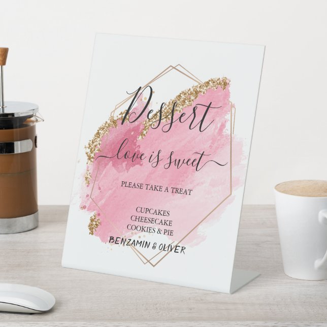 Wedding Dessert Bar Love Sweet Custom Dusty  Pedestal Sign (In SItu)