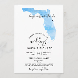 Wedding Destination Florida Map Removable Heart In Invitation
