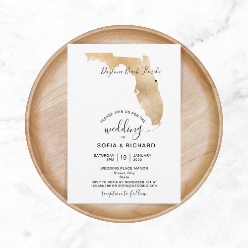 Wedding Destination Florida Map Removable Heart In Invitation