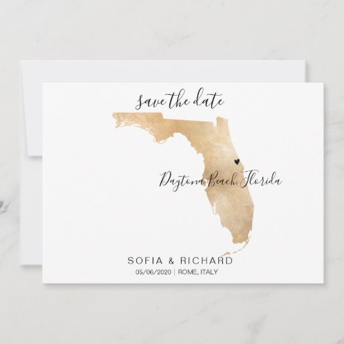 Wedding Destination Florida Map  Removable Heart Invitation
