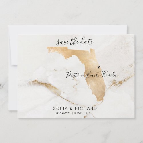 Wedding Destination Florida Map  Removable Heart Invitation