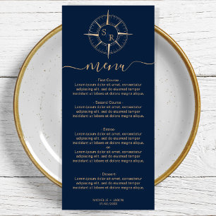 Wedding Destination Gold Compass Monogram Menu