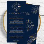 Wedding Destination Gold Compass Monogram Menu<br><div class="desc">Wedding Destination Gold Glitter Compass MonogramMenu</div>