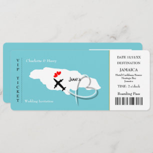 Wedding Destination Jamaica Ticket Pass Photo Invitation