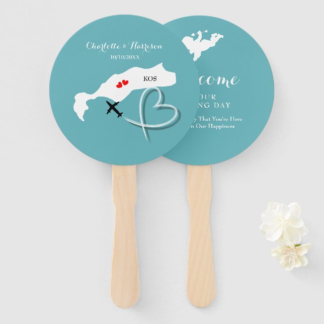 Wedding Destination Kos Hand Fan (Front and Back)