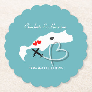Wedding Destination Kos Paper Coaster