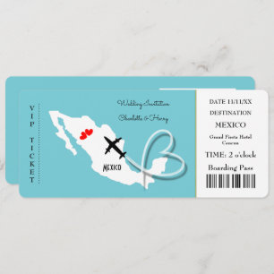 Wedding Destination Mexico Ticket Invitation