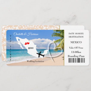 Wedding Destination Mexico Ticket Invitation