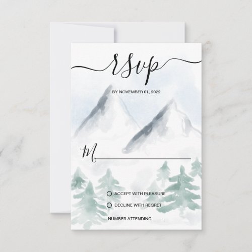 Wedding Destination Mountain Pine Tree Nature RSVP Card