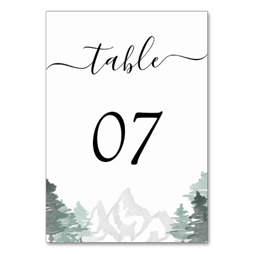 Wedding Destination Mountains Forest Rustic Table Number