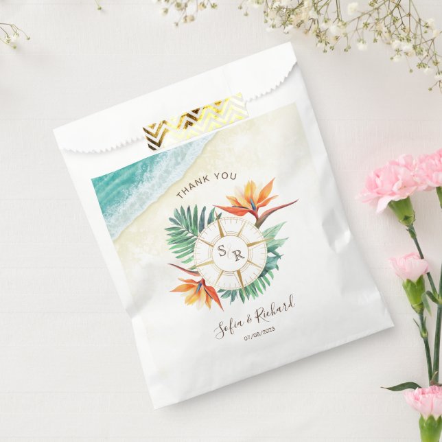 Wedding Destination Passport Compass Thank You Favor Bag (Sealed)