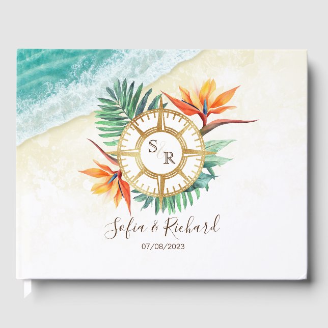 Wedding Destination Passport Compass Thank You Guest Book (Front)