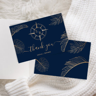 Wedding Destination Passport Compass Thank You RSVP Card