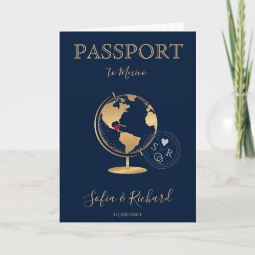 Wedding Destination Passport Gold World Map Invita Invitation