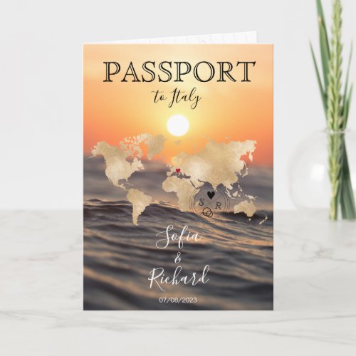 Wedding Destination Passport Gold World Map Invita Invitation