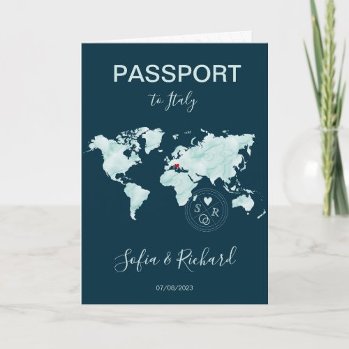 Wedding Destination Passport Gold World Map Invita Invitation