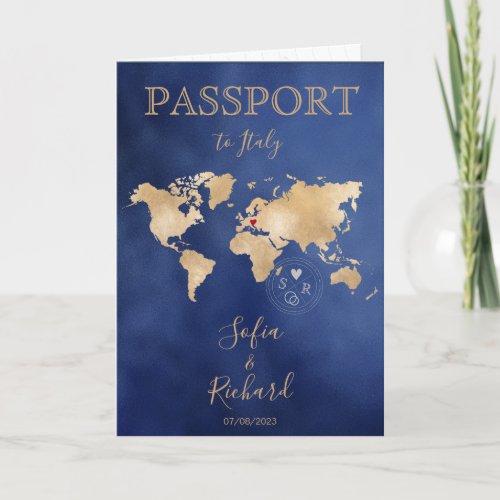 Wedding Destination Passport Gold World Map Invita Invitation