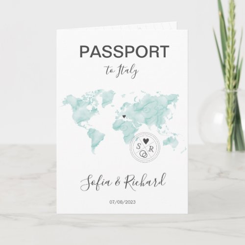 Wedding Destination Passport Gold World Map Invita Invitation