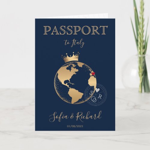 Wedding Destination Passport Gold World Map Invita Invitation