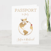 Wedding Destination Passport Gold World Map Invita Invitation (Front)