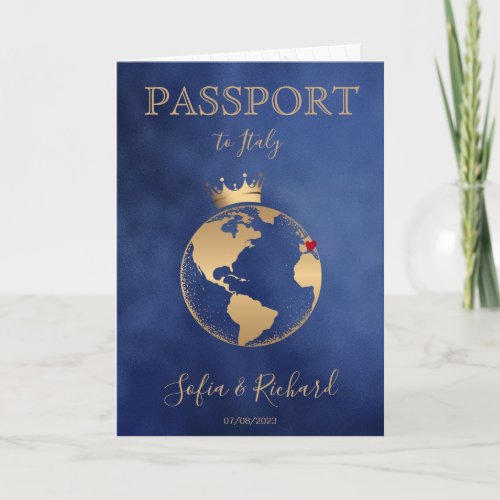 Wedding Destination Passport Gold World Map Invita Invitation