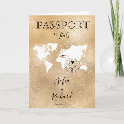 Wedding Destination Passport Gold World Map Invita Invitation