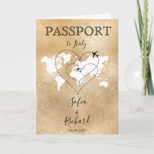 Wedding Destination Passport Gold World Map Invita Invitation