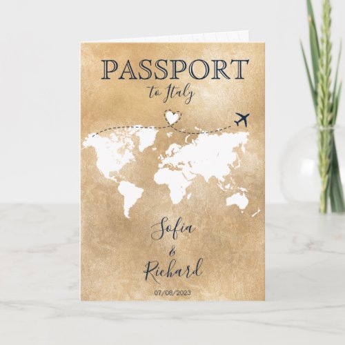 Wedding Destination Passport Gold World Map Invita Invitation