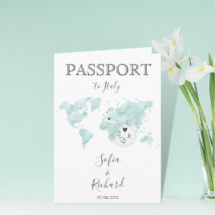 Wedding Destination Passport Gold World Map Invita Invitation