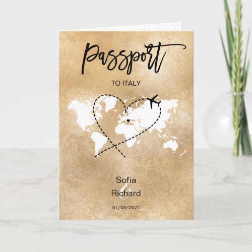 Wedding Destination Passport Gold World Map Invita Invitation