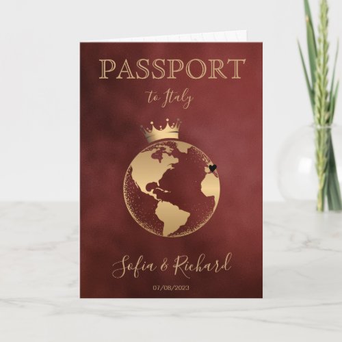 Wedding Destination Passport Gold World Map Invita Invitation