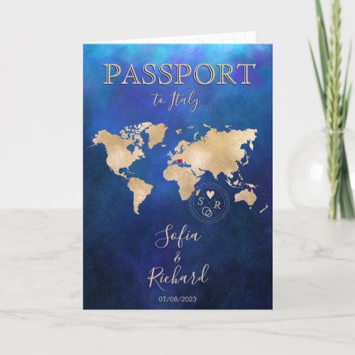 Wedding Destination Passport Gold World Map Invita Invitation