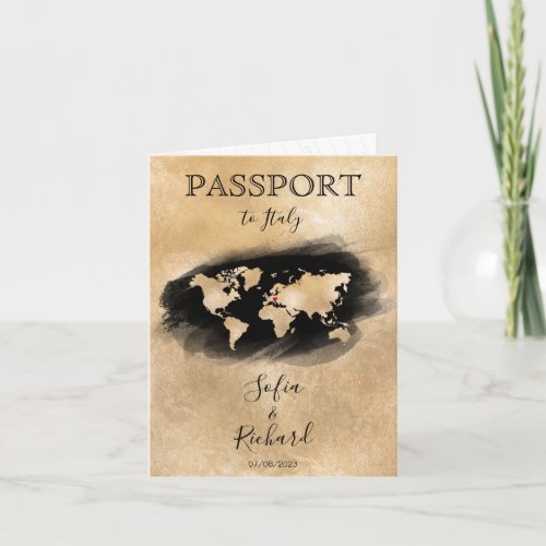 Wedding Destination Passport Gold World Map Invita Invitation