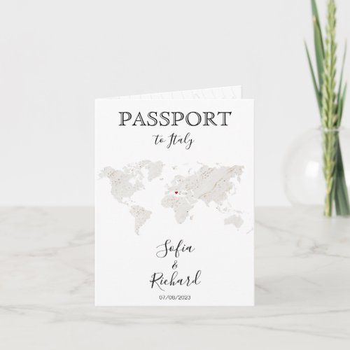 Wedding Destination Passport Gold World Map Marble