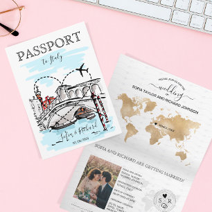 Wedding Destination Passport Italy Venice Invitation
