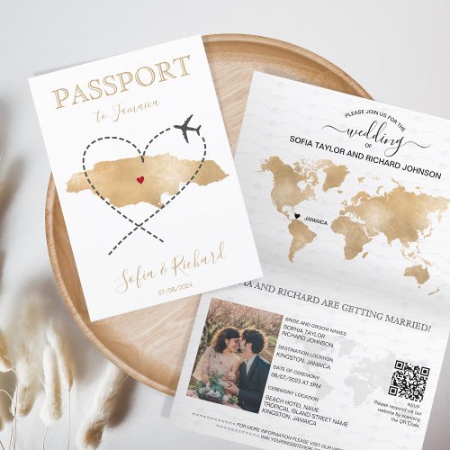 Wedding Destination Passport Jamaica Map QR Code