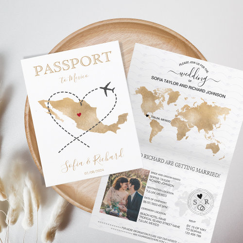 Wedding Destination Passport Mexico World MaP