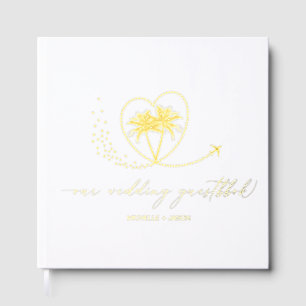 Wedding Destination Passport Palm Tree Thank You Foil Guest Book