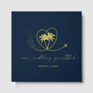 Wedding Destination Passport Palm Tree Thank You Foil Guest Book