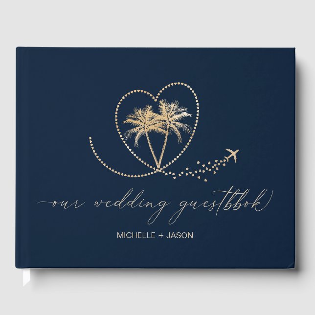 Wedding Destination Passport Palm Tree Thank You Guest Book (Front)