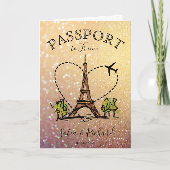Wedding Destination Passport Paris France Eiffel   Invitation (Front)