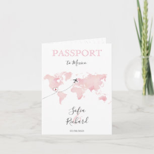 Wedding Destination Passport Pink World Map Marble Invitation
