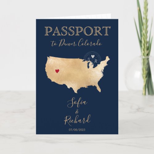 Wedding Destination Passport US Map Colorado Invitation